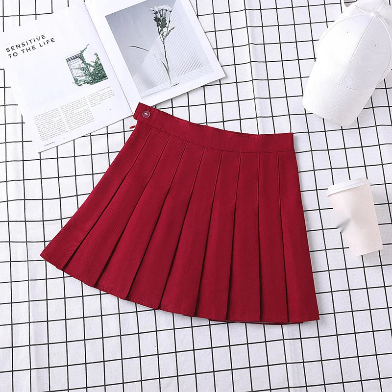 Pleated Skirt For Women 2023 Summer Grey Plaid  A-Line High Waist Mini Faldas Korean Style College Style Girl Black Short Skirts