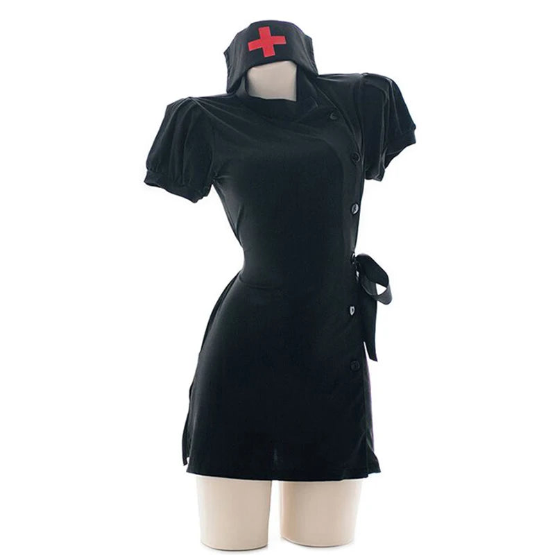 Harajuku Punk Nurse Cosplay: Sexy Ultrashort Dress Set