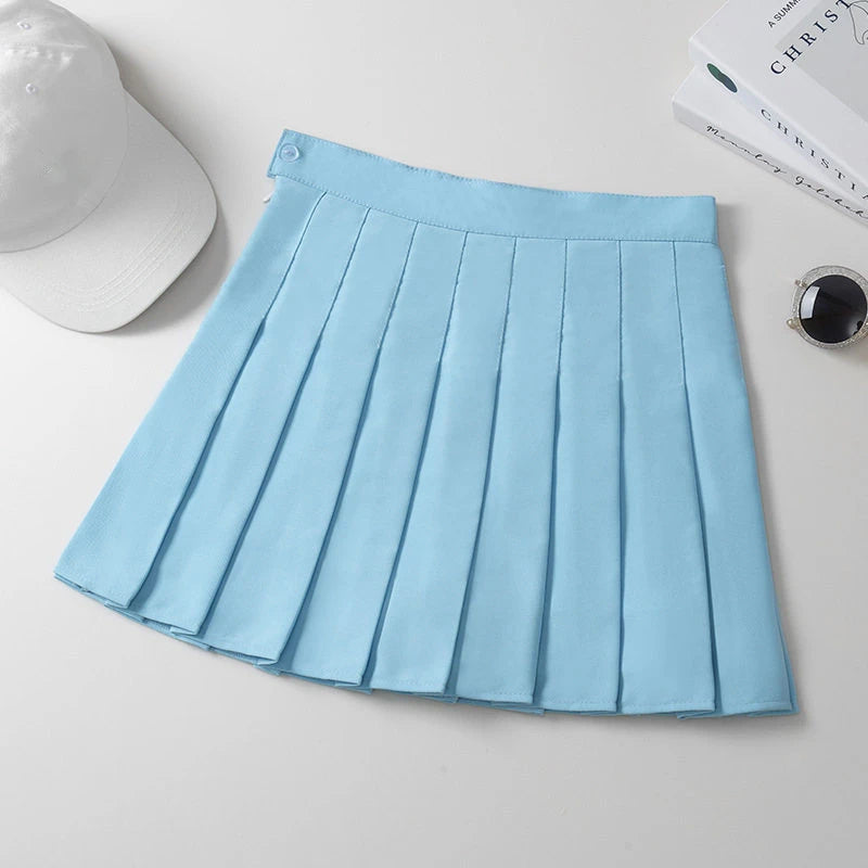 Pleated Skirt For Women 2023 Summer Grey Plaid  A-Line High Waist Mini Faldas Korean Style College Style Girl Black Short Skirts