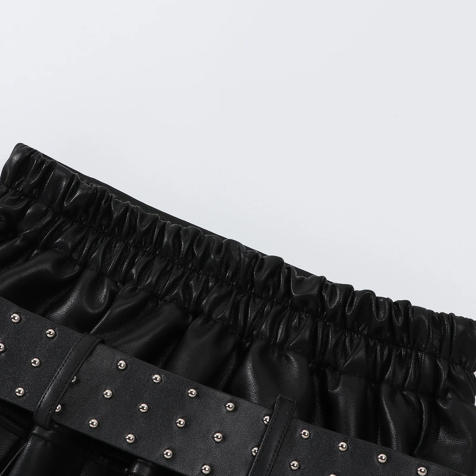 Women's Black Gothic A-line Pleated Leather Skirt Y2k Mini Shorts Skirt 2000s Vintage Clothes Summer Streetwear Punk E-Girl 2026