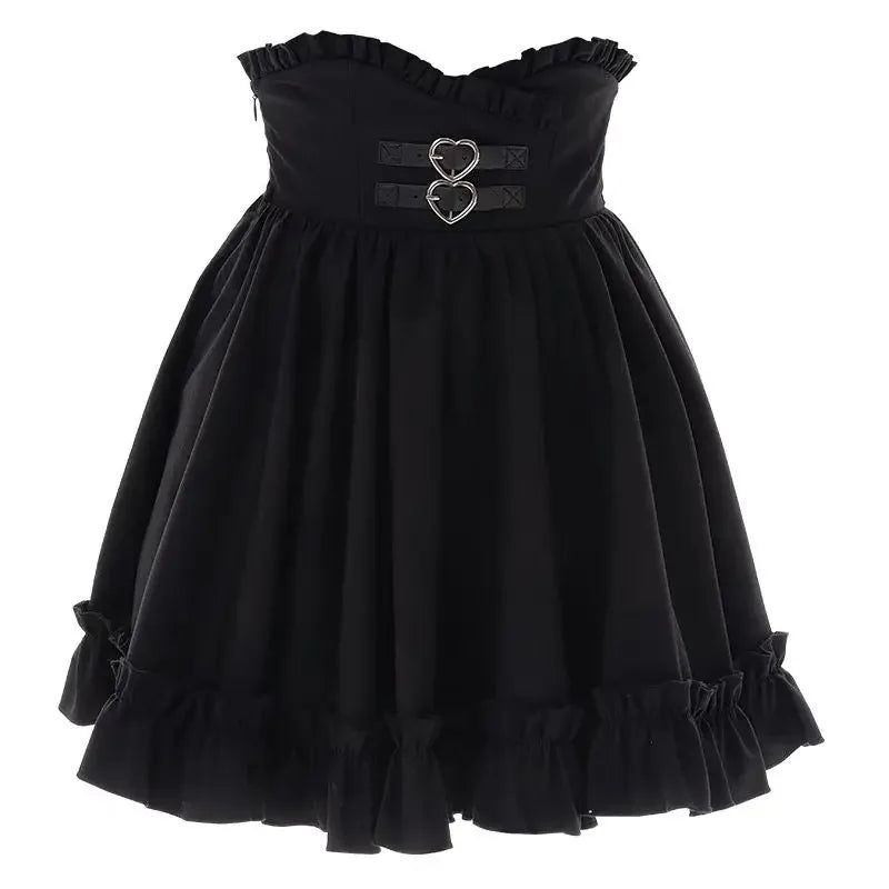 2025 Japanese Black Short Skirt Vintage Gothic Ruffled Mini Skirts Lolita Harajuku Ball Gown Faldas Y2k Aesthetic Pleated Cake