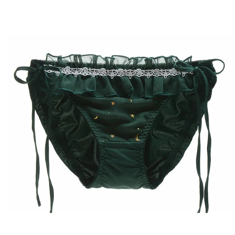 Cute Lolita Milk Silk Bow Ruffle Panties for Sweet Style