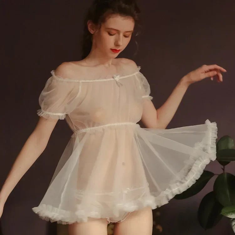 Seductive Transparent Lingerie Set | Cute & Sweet 2pc Nightdress