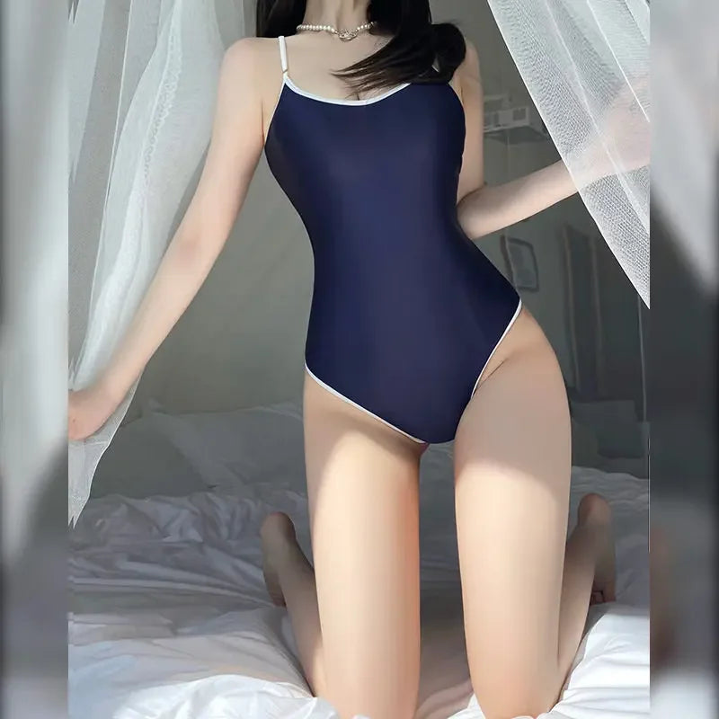 Kawaii Cartoon Open Crotch Bodysuit | Sexy Sukumizu Cosplay Lingerie