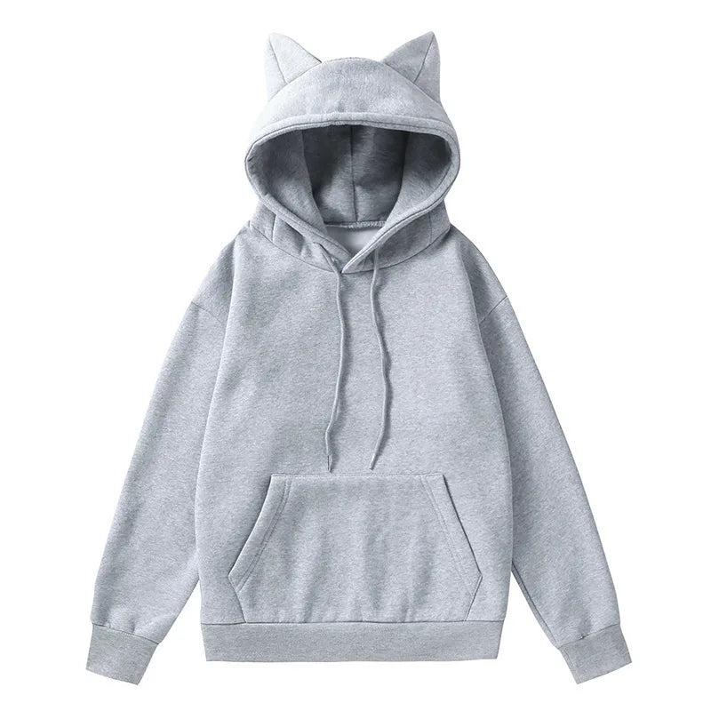 Spring and autumn new style foreign trade women's Cat's ears (Steamed cat-ear shaped bread) design hooded fleece sweater fashion