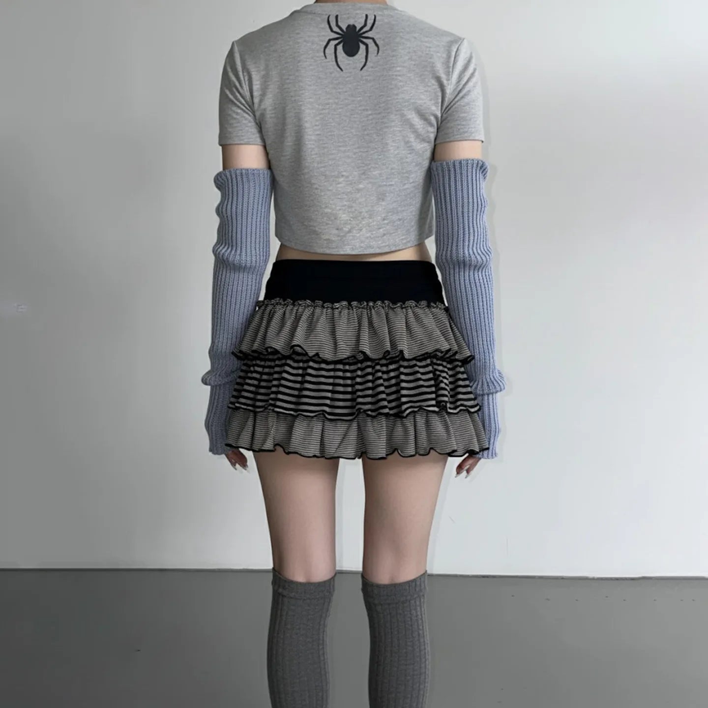 Sweet & Trendy Low Waist Striped Ruffle Mini Skirt