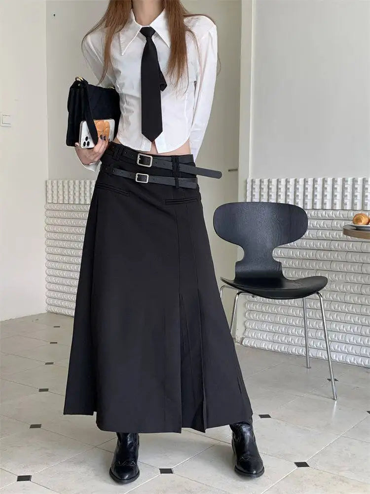 Women's Early Spring Short Sleeve Long Shirt Hong Kong Style Loose Fit Versatile Slimming Design Trendy Top Casual Shirt