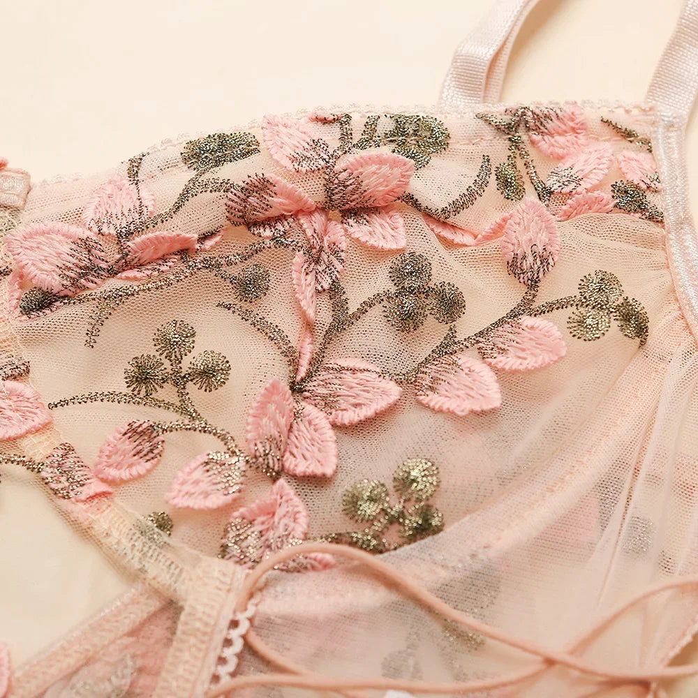 Exotic Floral Lace Bodysuit | Sexy Deep V Backless Lingerie