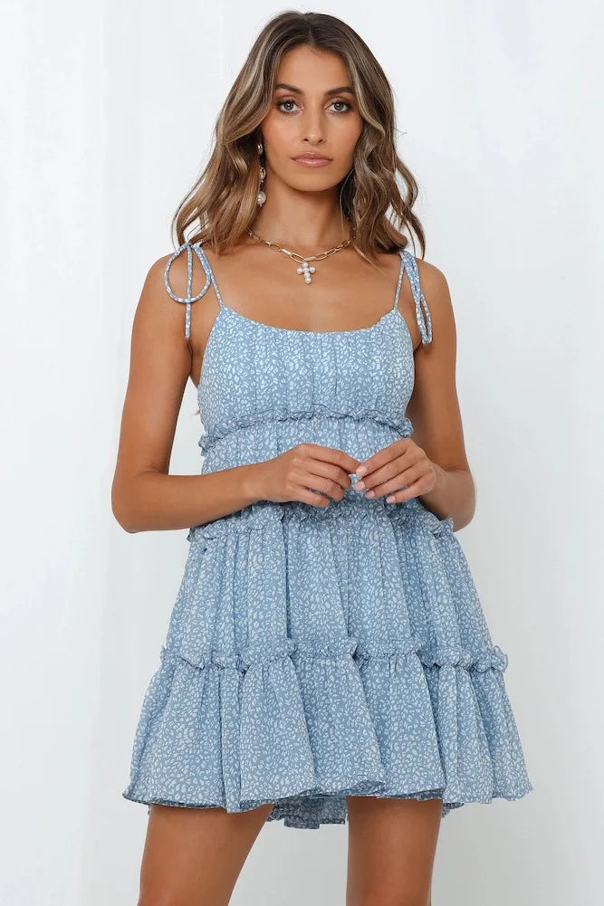 Vintage Floral Backless Mini Dress | Summer Spaghetti Strap