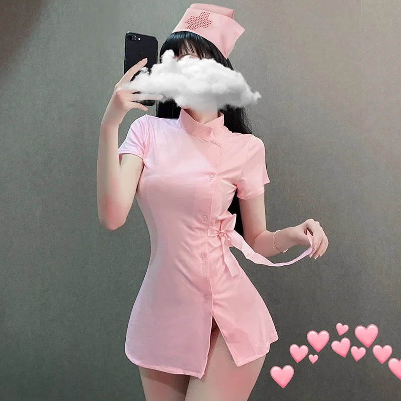 Harajuku Punk Nurse Cosplay: Sexy Ultrashort Dress Set