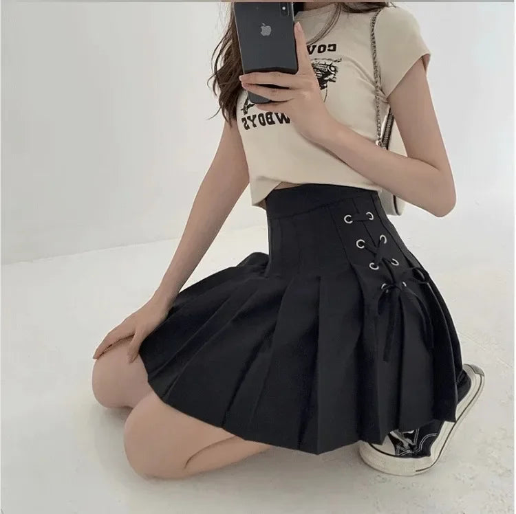 Spring Summer New High-Waisted Mini Dress Preppy Style Age-Reducing Slimming Anti-Exposure Pure Desire Versatile Plaid Skirt