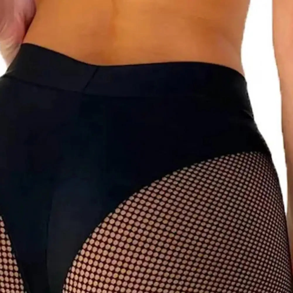 High Waist Booty Shorts Women Mesh Yoga Gym Pole Dance