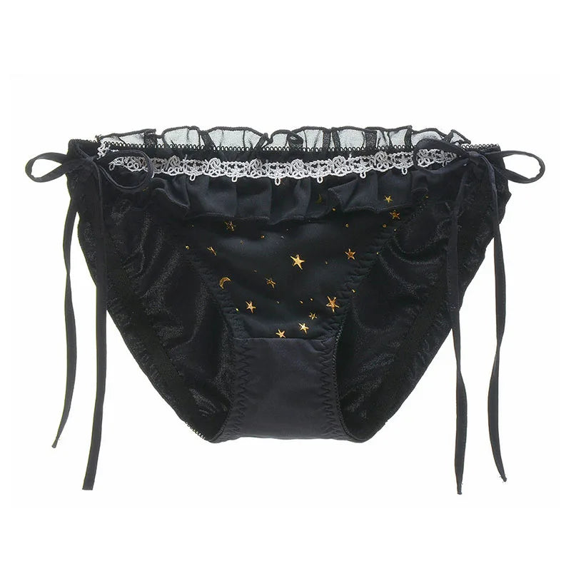 Cute Lolita Milk Silk Bow Ruffle Panties for Sweet Style
