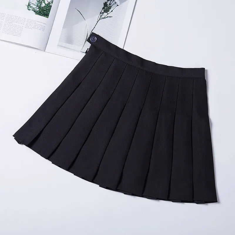 Pleated Skirt For Women 2023 Summer Grey Plaid  A-Line High Waist Mini Faldas Korean Style College Style Girl Black Short Skirts