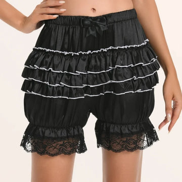 Satin Lace Ruffle Bloomers | Kawaii Y2K Lolita Pumpkin Shorts