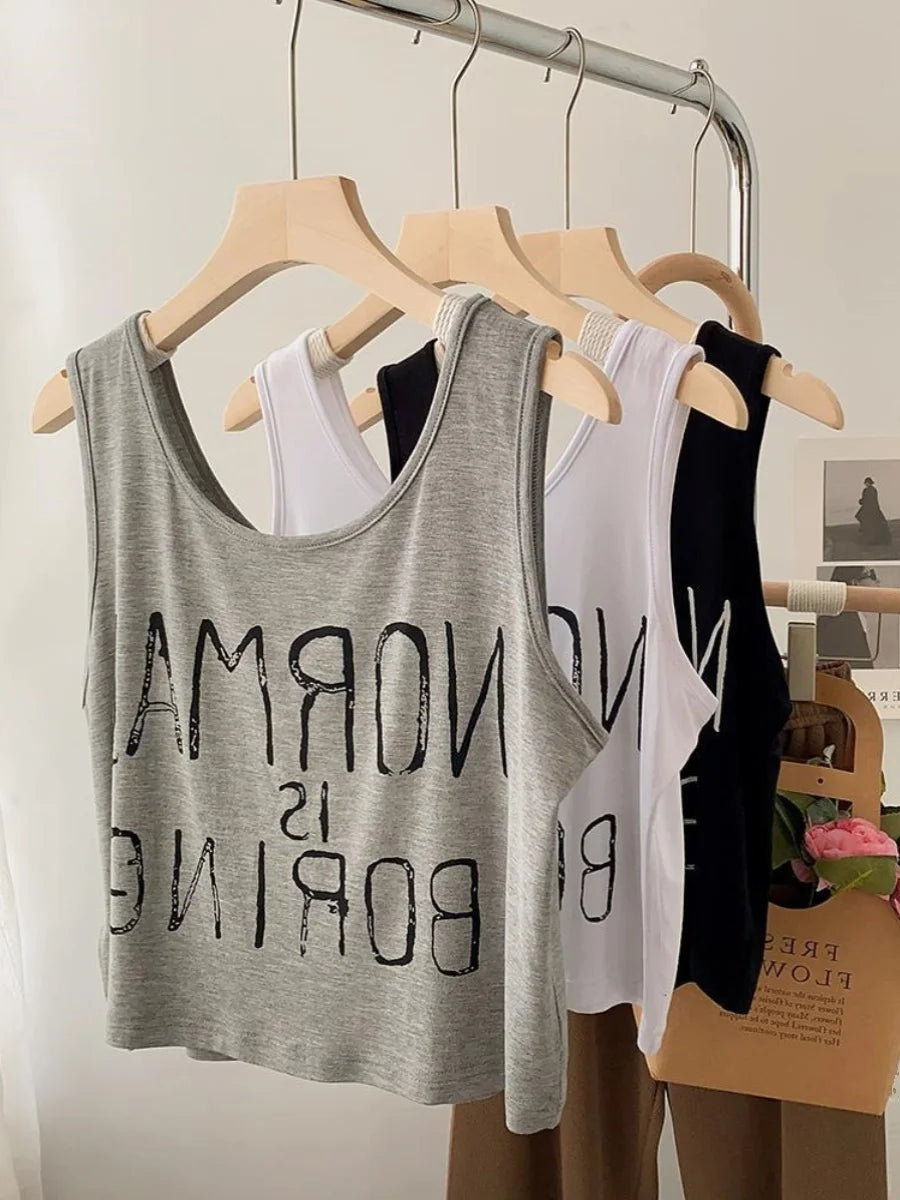 plus Size Women's Tank Top Loose Short Sleeveless Base Layer Slimming Trendy Ins Women's Fashion Summer Commute Style 2300 Po...