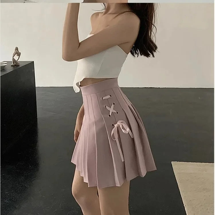 Spring Summer New High-Waisted Mini Dress Preppy Style Age-Reducing Slimming Anti-Exposure Pure Desire Versatile Plaid Skirt