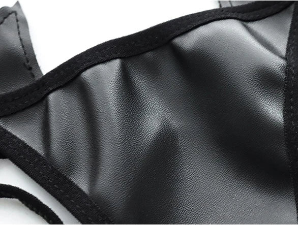 Sexy Devil Faux Leather Cosplay Lingerie Set | Halloween Demon