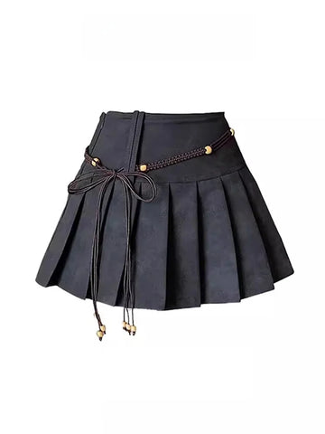 Retro PU Leather High Waist A-Line Skirt for Women