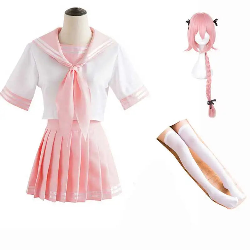 Women Girls Fate/Apocrypha Astolfo Cosplay Anime Japanese Sailor School Uniforms Halloween Costume