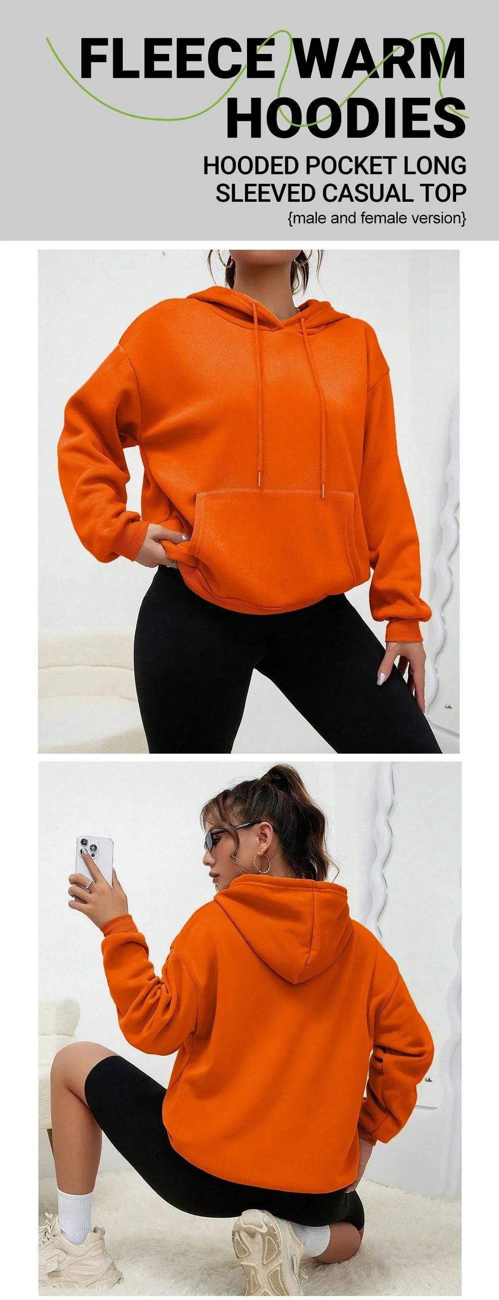 Autumn Casual Women's Solid Hoodie Comfortable Strecth Sweatshirts Loose Pocket Warm Clothes Fashion Street Female Pullovers