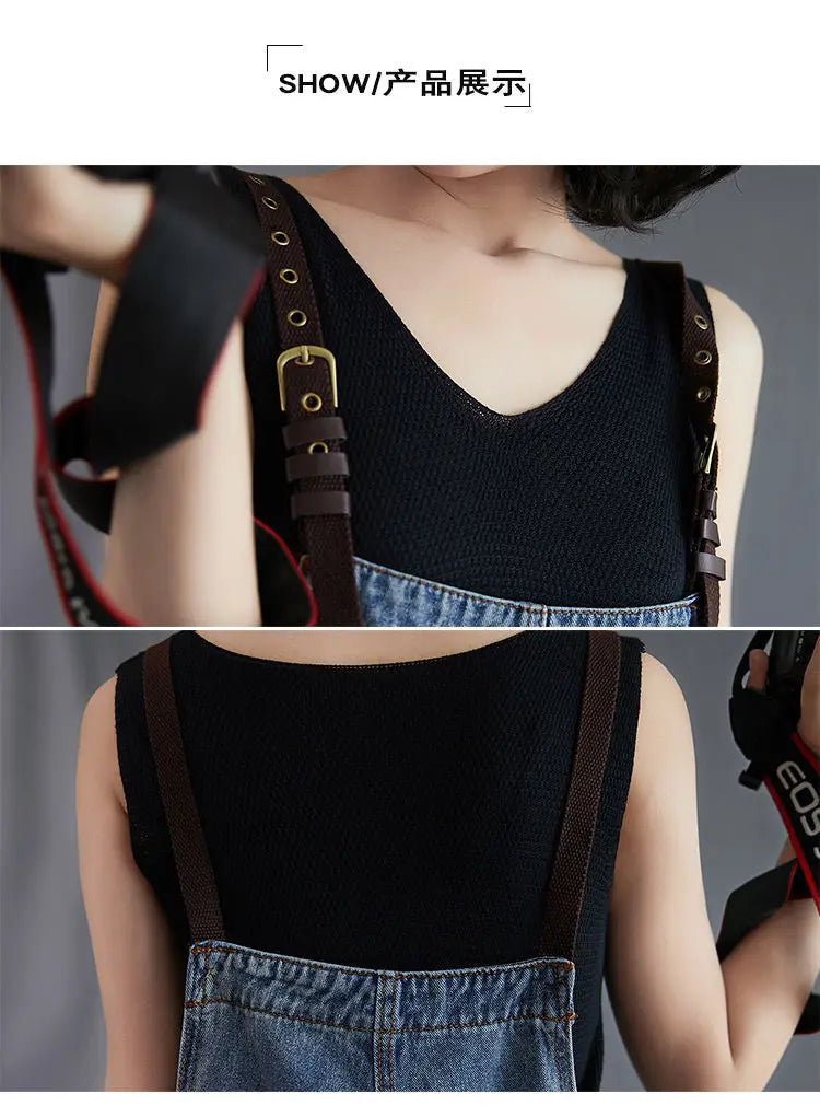 Cowboy Overalls Women's Jumpsuit Shorts 2025 Summer New Student Korean version Loose Denim Wide leg one-piece Suspender Shorts