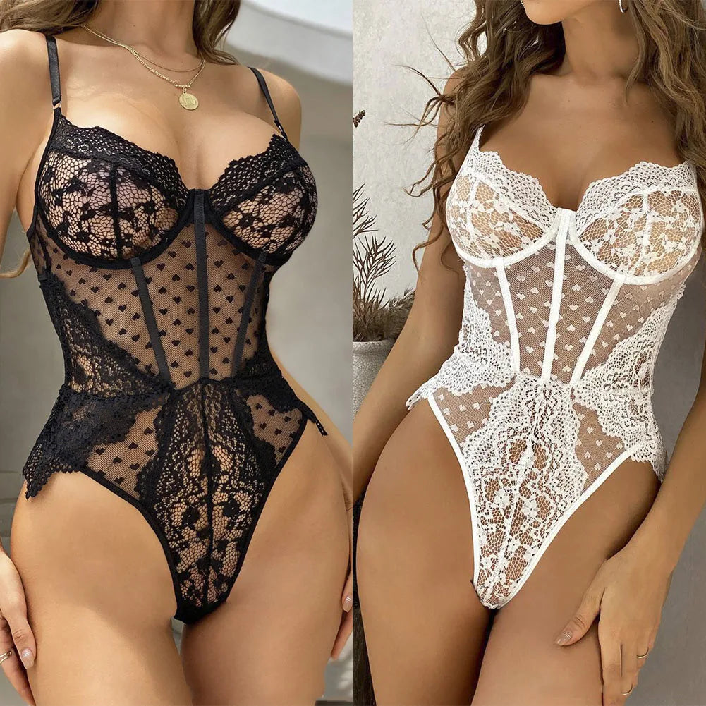 Seductive Lace Open Crotch Bodysuit | Backless Teddy