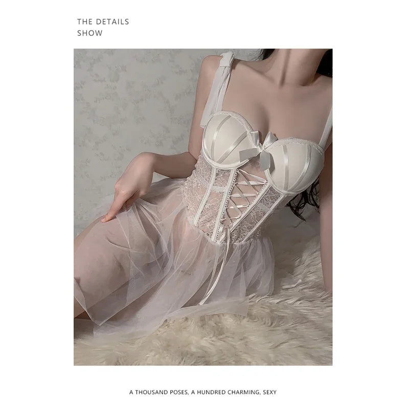 REBEYULI Sexy Lace Nightgown with Chest Cushion | Summer Comfort