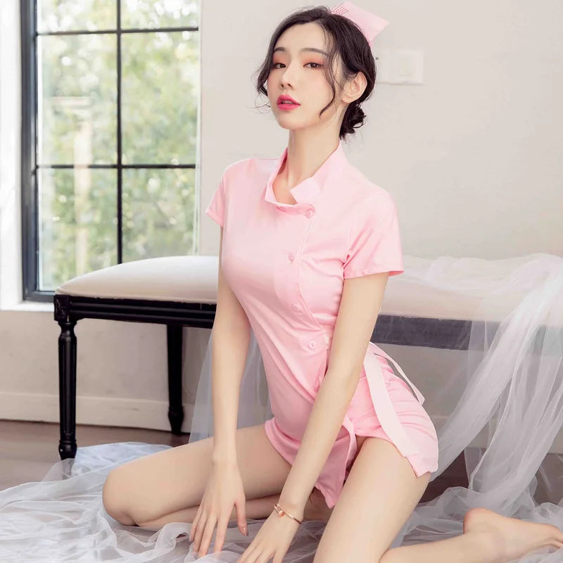 Erotic Lingerie Female Sexiness Passion Seduction Pajamas Plus Size Uniform Role-playing Student Nurse Uniform Seduction Set