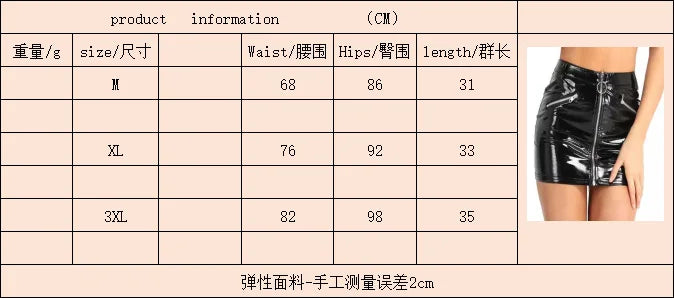 Plus Size Wetlook Latex Mini Skirts Women Sexy Leather Bodycoon Hip Wrap Skirt High Waist Zipper Skirts Night Party Clubwear