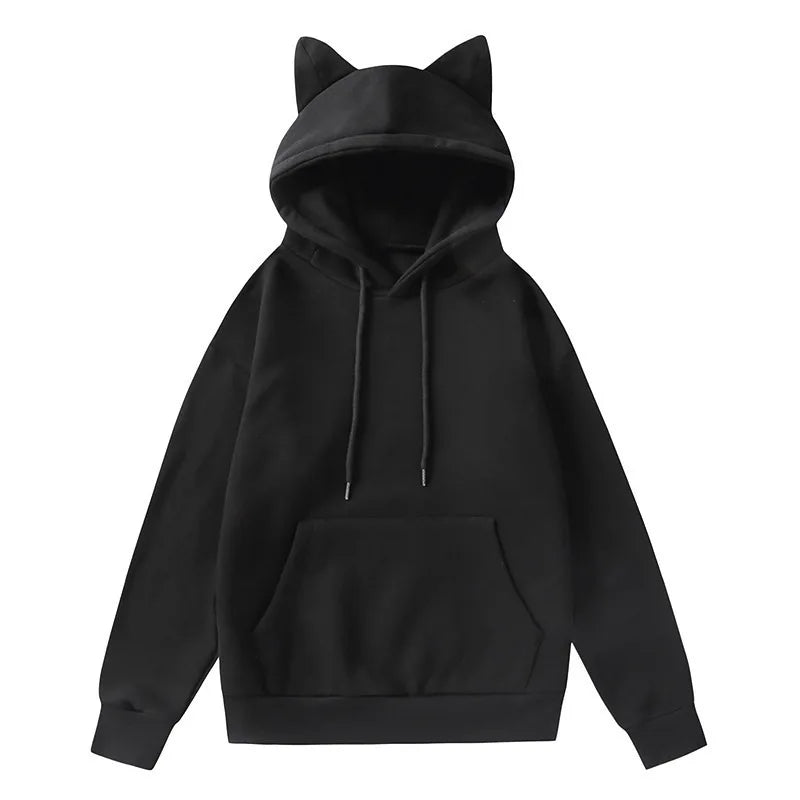 Spring and autumn new style foreign trade women's Cat's ears (Steamed cat-ear shaped bread) design hooded fleece sweater fashion