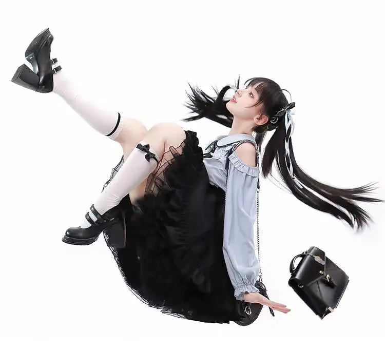 2025 Japanese Black Short Skirt Vintage Gothic Ruffled Mini Skirts Lolita Harajuku Ball Gown Faldas Y2k Aesthetic Pleated Cake