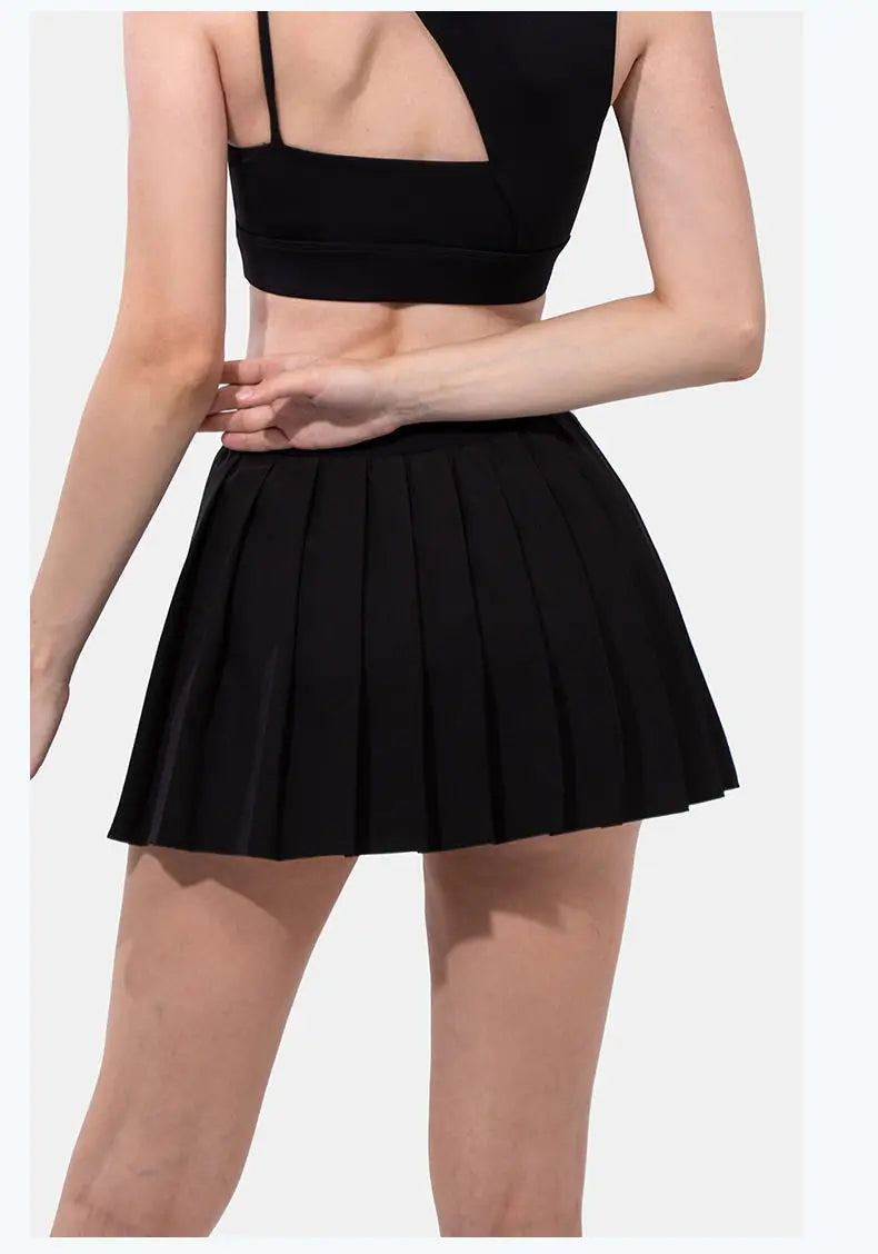 New sexy pleated sports skirt for women, anti glare badminton and tennis skirt, one-piece fitness running yoga skirt