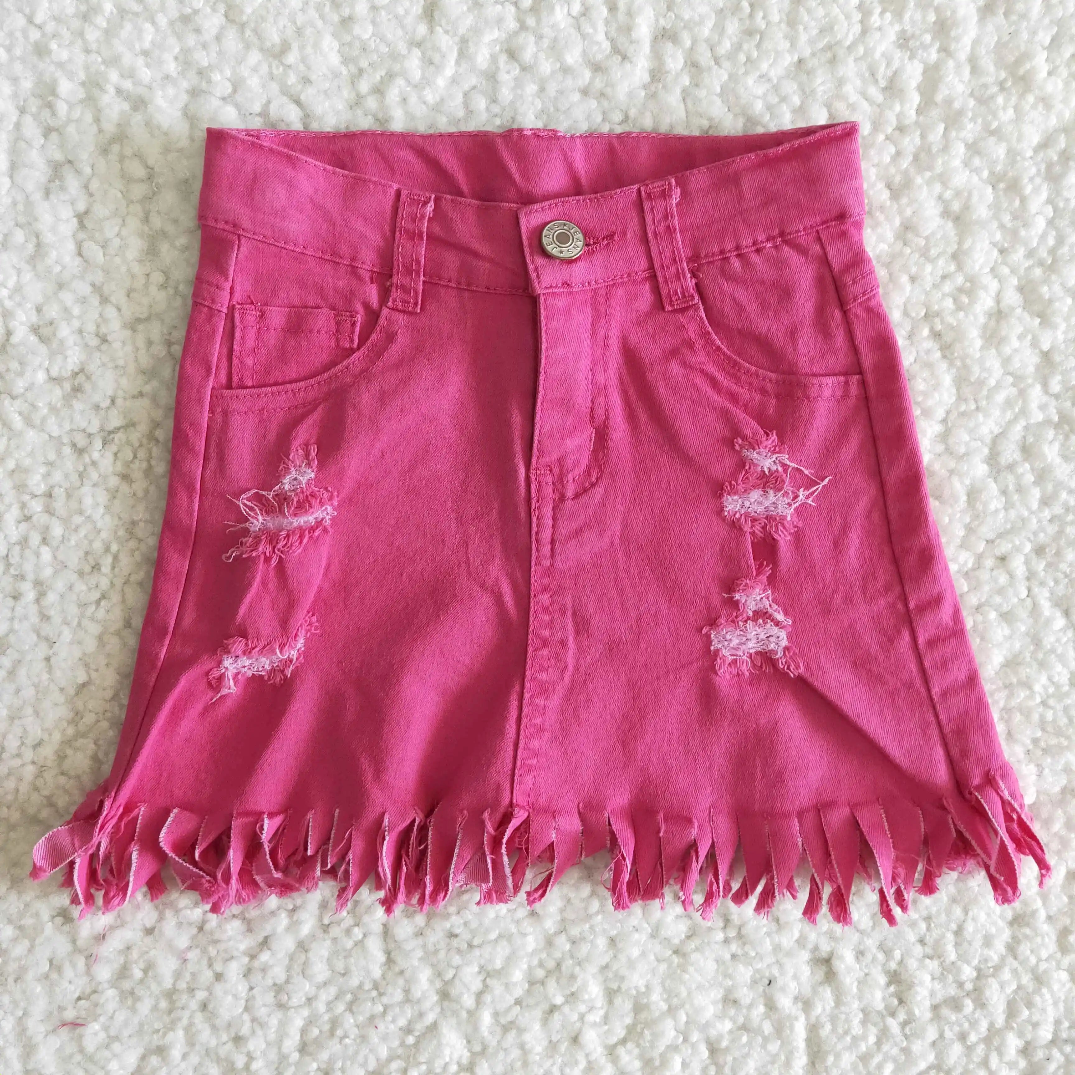 Baby Girl Cow Print Ripped Denim Shorts | Toddler Summer Style