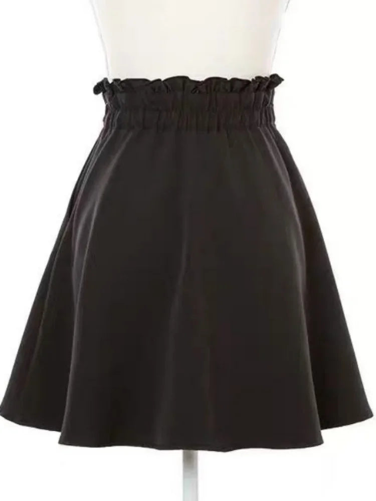 2026 Y2k Aesthetic Harajuku Style Skirt Sweet Girl High Waist Mini Bandage Lolita Skirts Womens Solid Streetwear Gothic Jk Saia