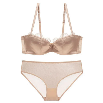 French Lace Push-Up Bra Set | Seamless Underwire Lingerie | Plus Size