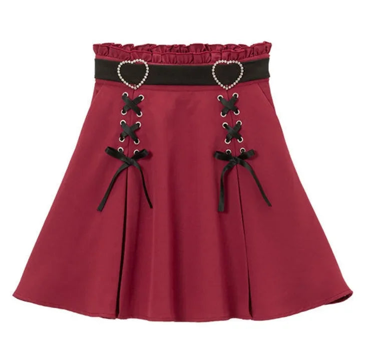 2026 Y2k Aesthetic Harajuku Style Skirt Sweet Girl High Waist Mini Bandage Lolita Skirts Womens Solid Streetwear Gothic Jk Saia