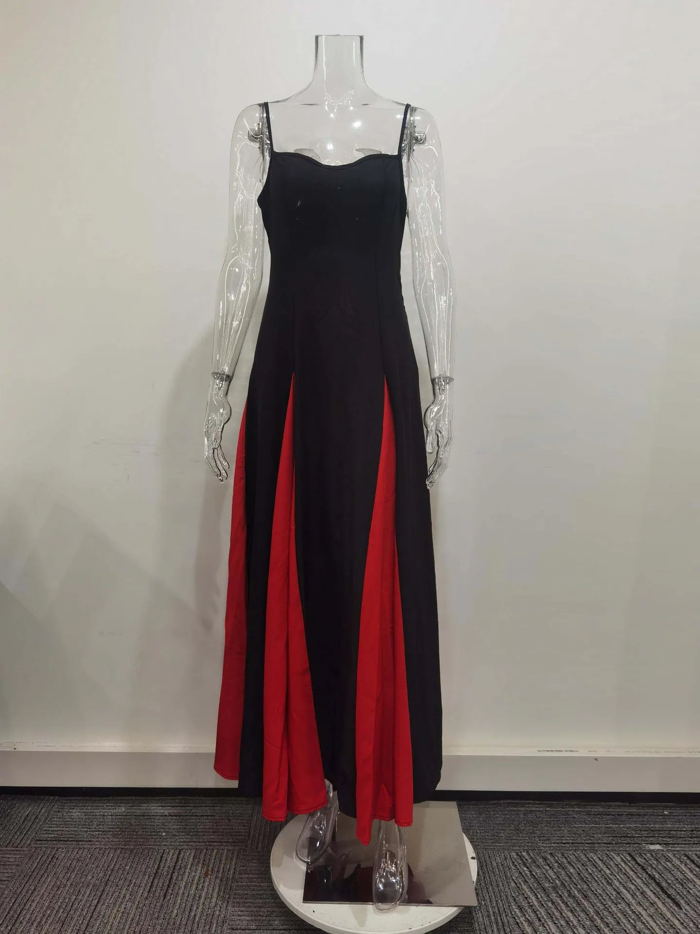 Elegant Color Block A-Line Knitted Bell Sleeve Dress