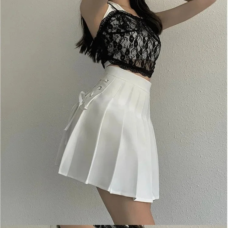 Spring Summer New High-Waisted Mini Dress Preppy Style Age-Reducing Slimming Anti-Exposure Pure Desire Versatile Plaid Skirt