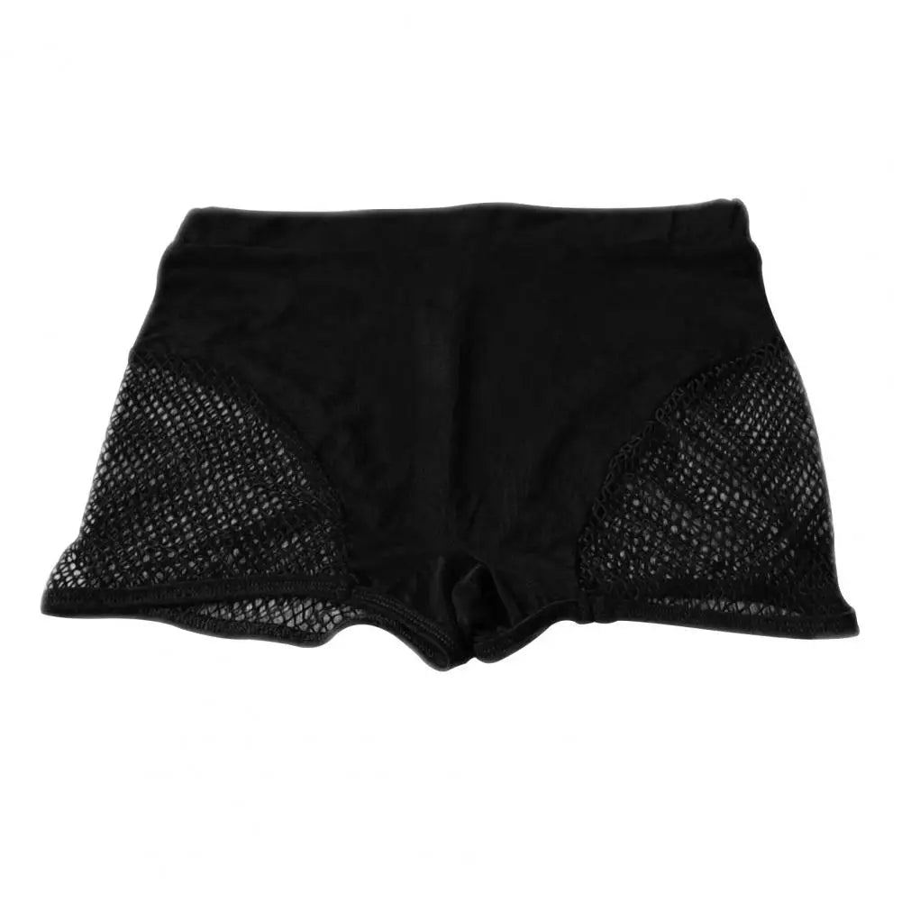High Waist Booty Shorts Women Mesh Yoga Gym Pole Dance