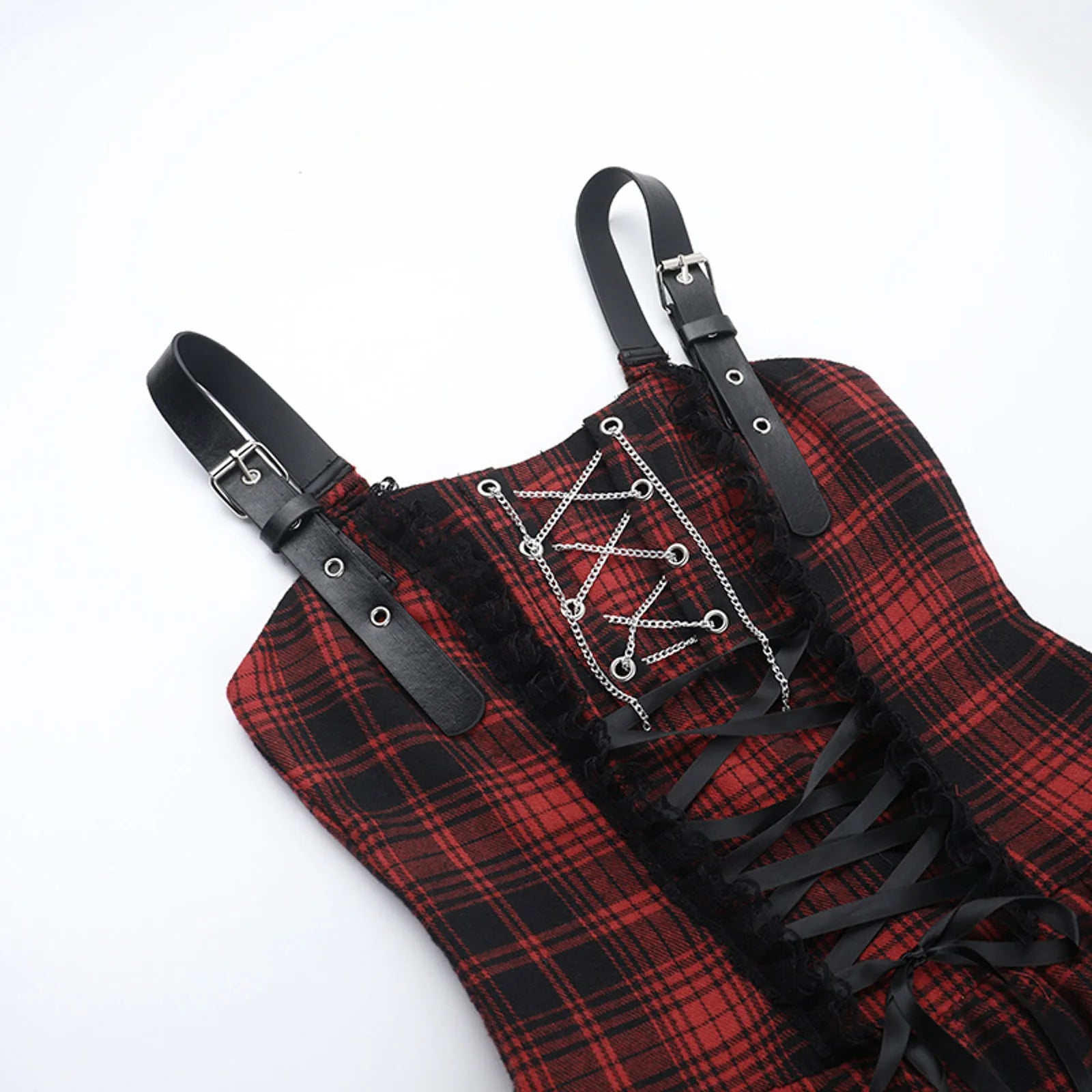 Y2K Gothic Plaid Lace Party Dress | Women's Halloween Style