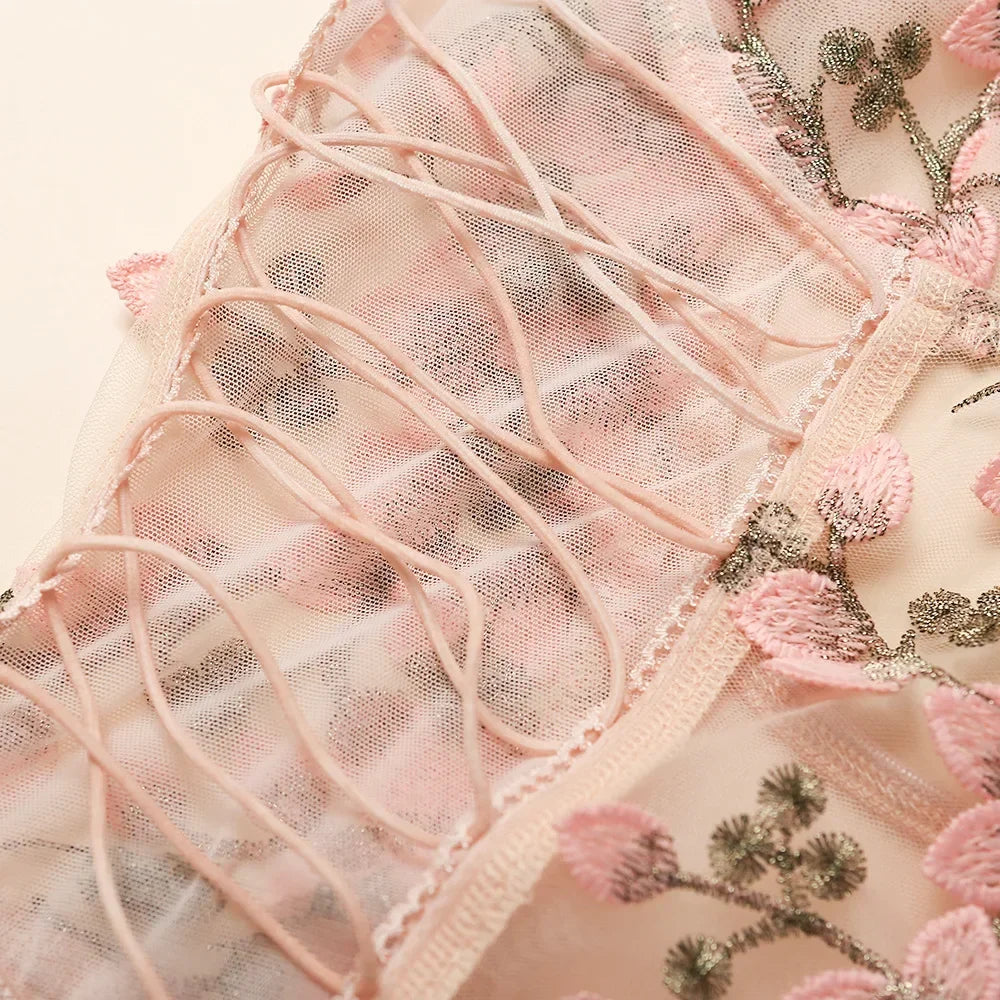 Exotic Floral Lace Bodysuit | Sexy Deep V Backless Lingerie