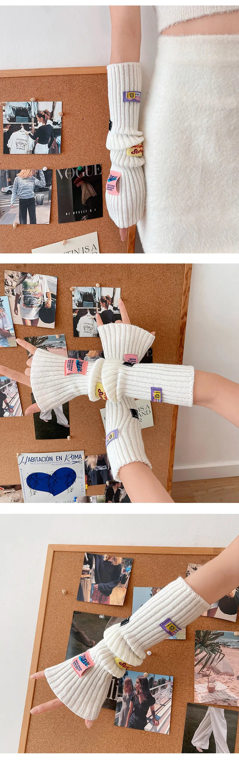 Kawaii Pink Thickened Knit Hand Sleeve Spice Girls Y2k Personalized Monogrammed Gloves Spring Warm Cover Up Fingerless Gloves