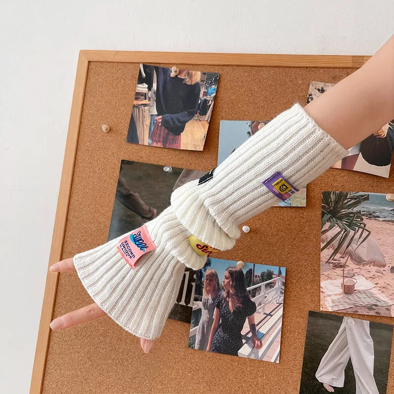 Kawaii Pink Thickened Knit Hand Sleeve Spice Girls Y2k Personalized Monogrammed Gloves Spring Warm Cover Up Fingerless Gloves