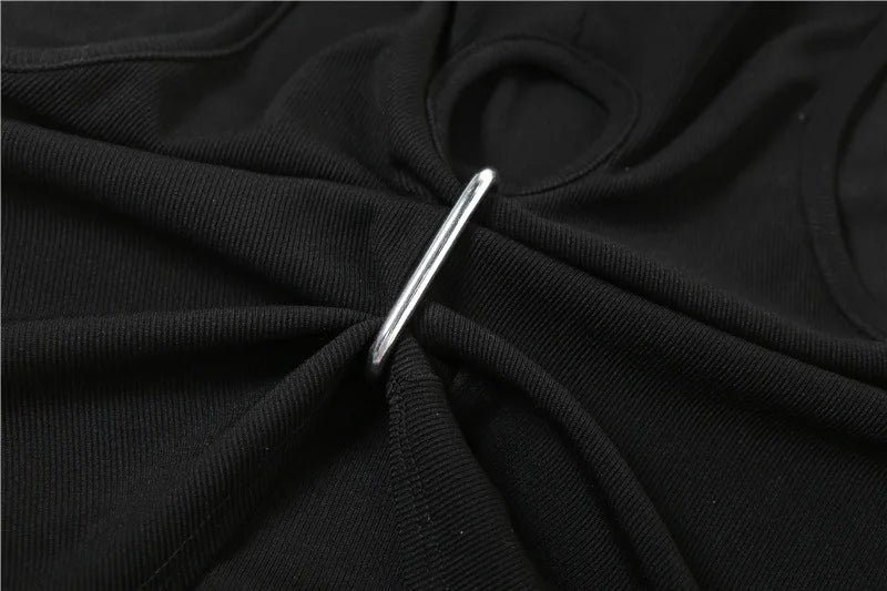 2026 Summer Sexy Y2k Aesthetic Solid Tank Top Harajuku Hollow Out Pleated Cropped Camisole Vintage Irregular Bodycon Tanks Women