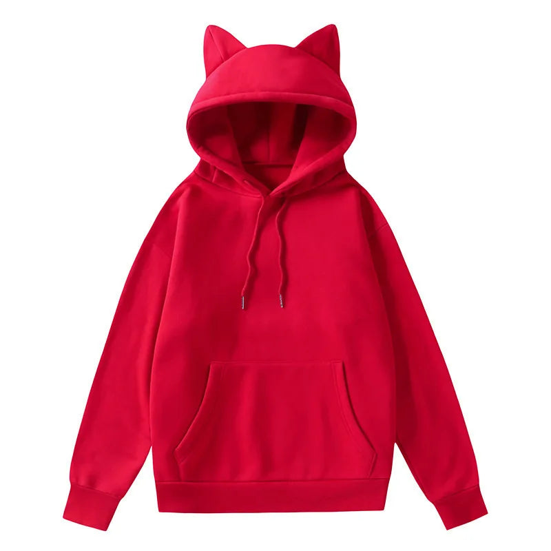 Spring and autumn new style foreign trade women's Cat's ears (Steamed cat-ear shaped bread) design hooded fleece sweater fashion