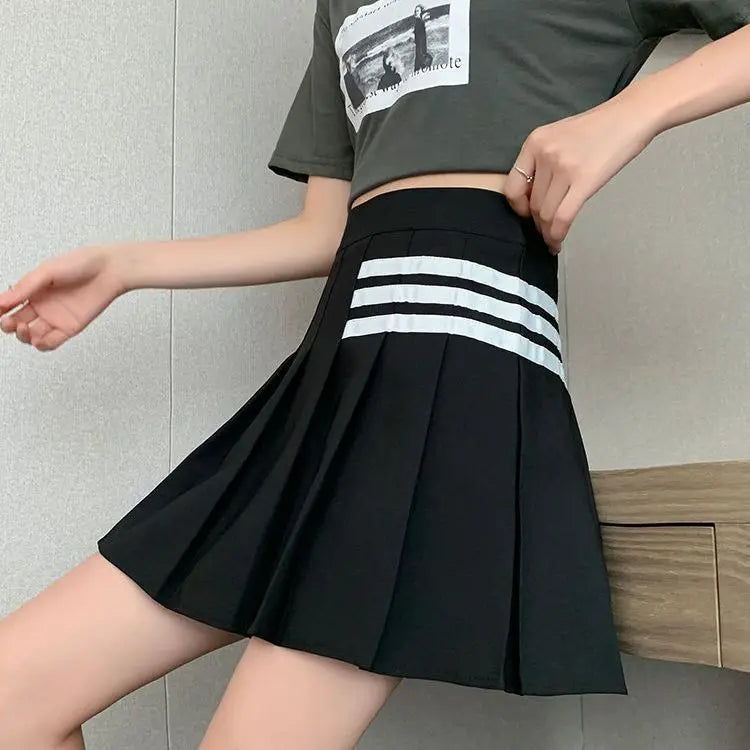 Preppy Style Women Kawaii Striped Pleated Skirts Korean Fashion Summer High Waisted With Lining Sweet Cutecore Mini A-line Skirt