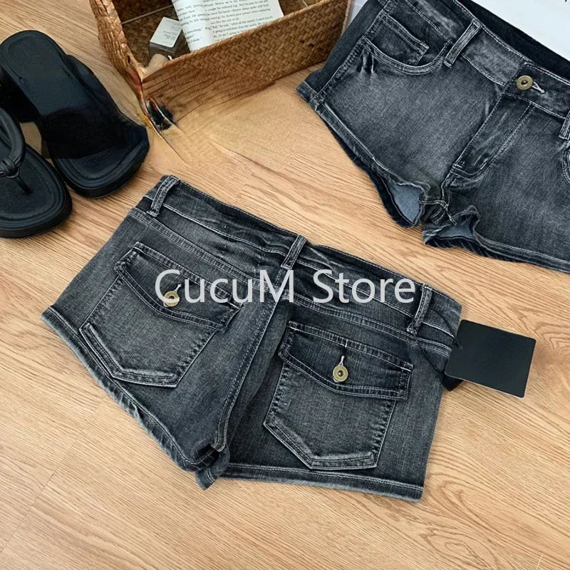 Harajuku Women's jeans Shorts y2k Grunge Vintage streetwear beach jorts clothes 2000s Denim Hot Pants Japanese 2025 summer