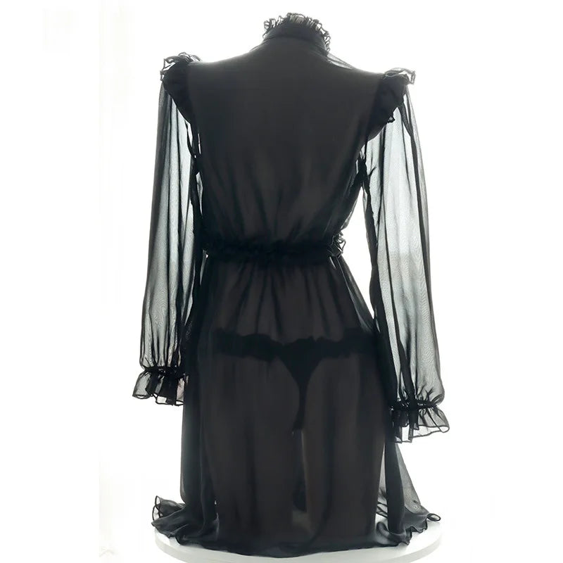 Alluring Lolita Maid Lingerie Dress | Sheer Lace Cosplay Set
