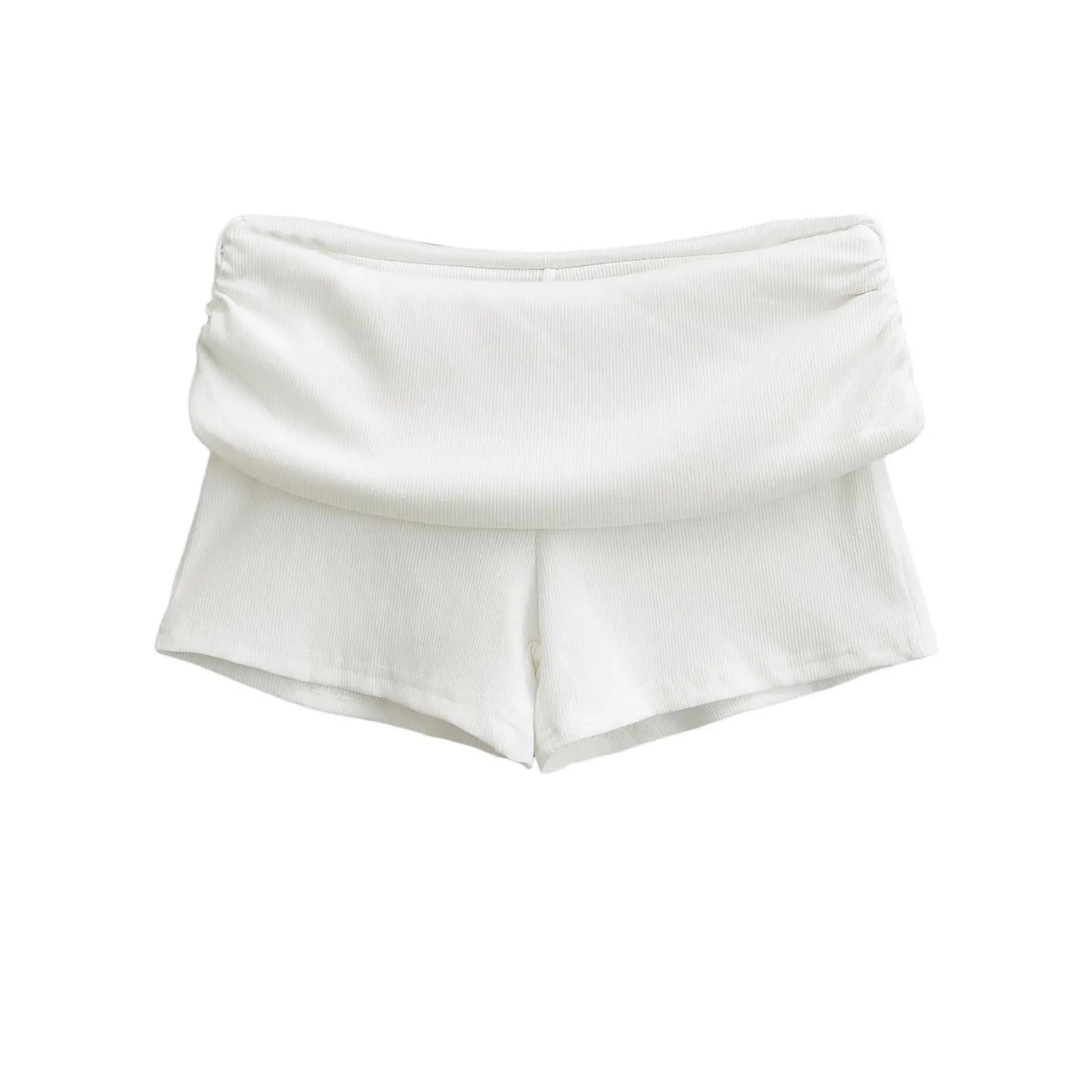 Summer Slim Yoga Shorts Women Casual Solid Color Fold Over Low Waist Lounge Shorts